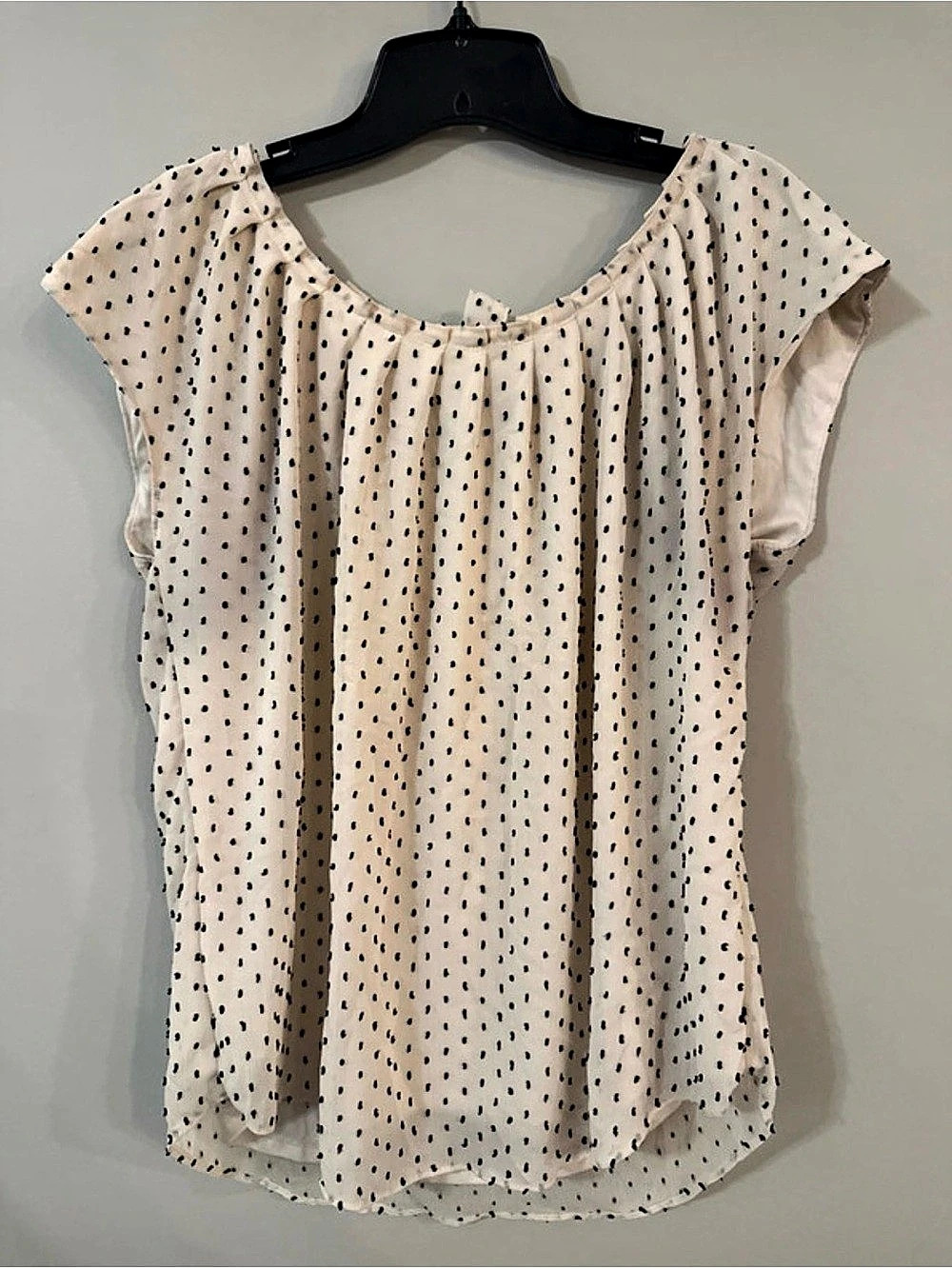 Lauren Conrad Polka Dot Blouse in Cream & Black Size Medium Like New